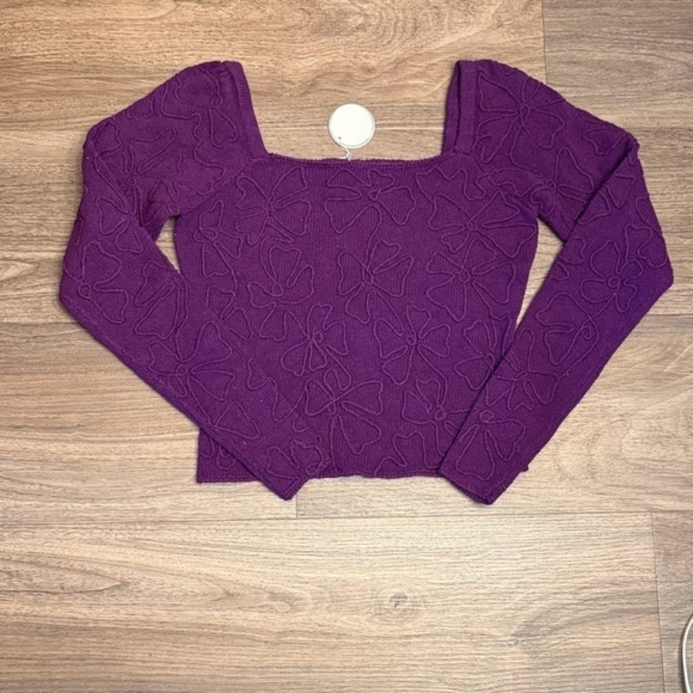 NWT Gene Ewing vintage Purple off shoulder floral Women's embellished Sweater M